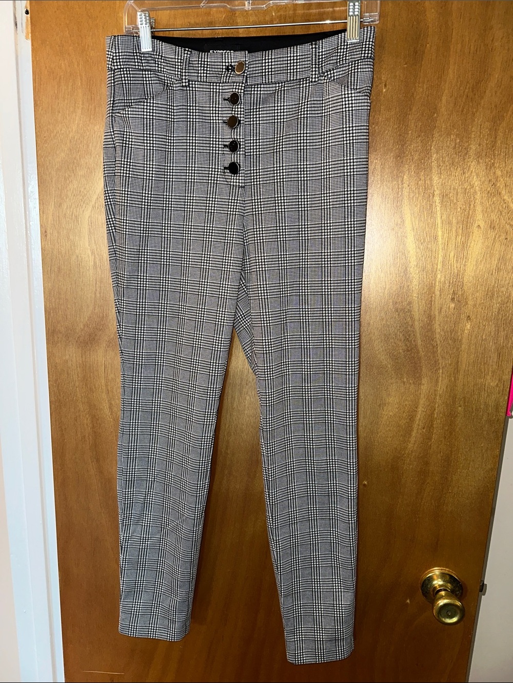 Express Black & White Plaid Ankle Pants